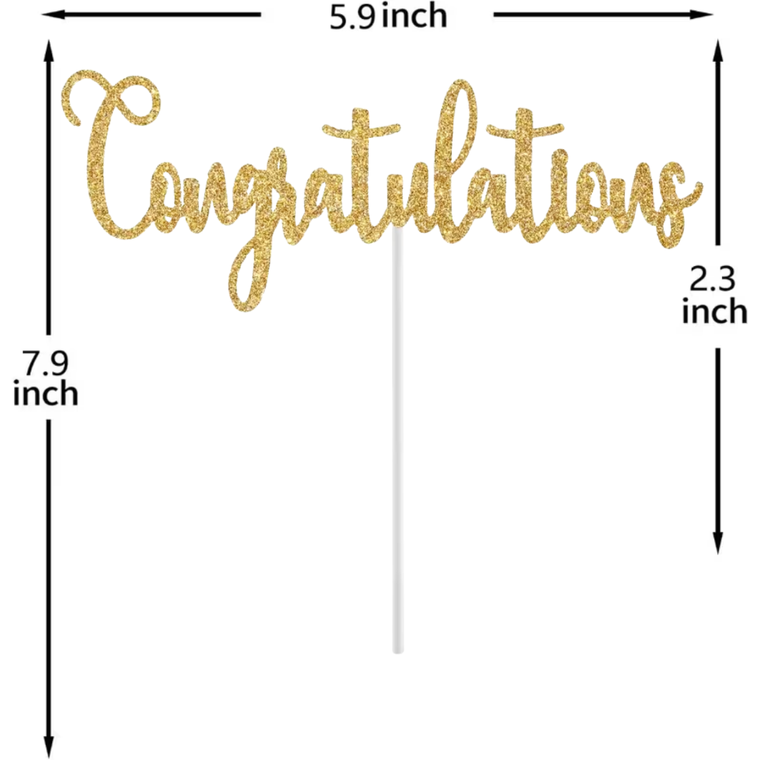 1pc Congratulations Glitter Cake Topper