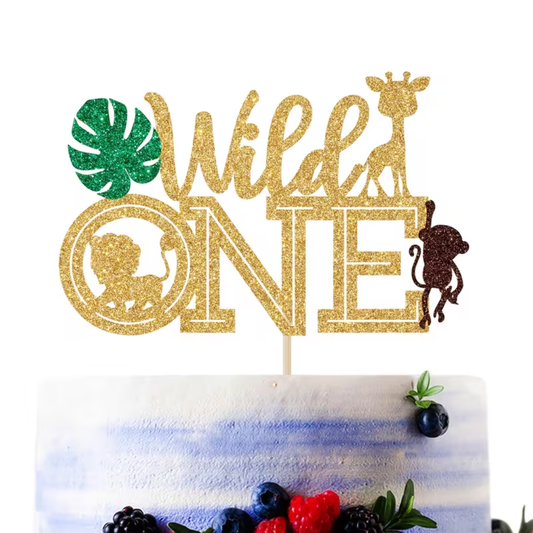 Wild One Golden Glitter Cake Topper