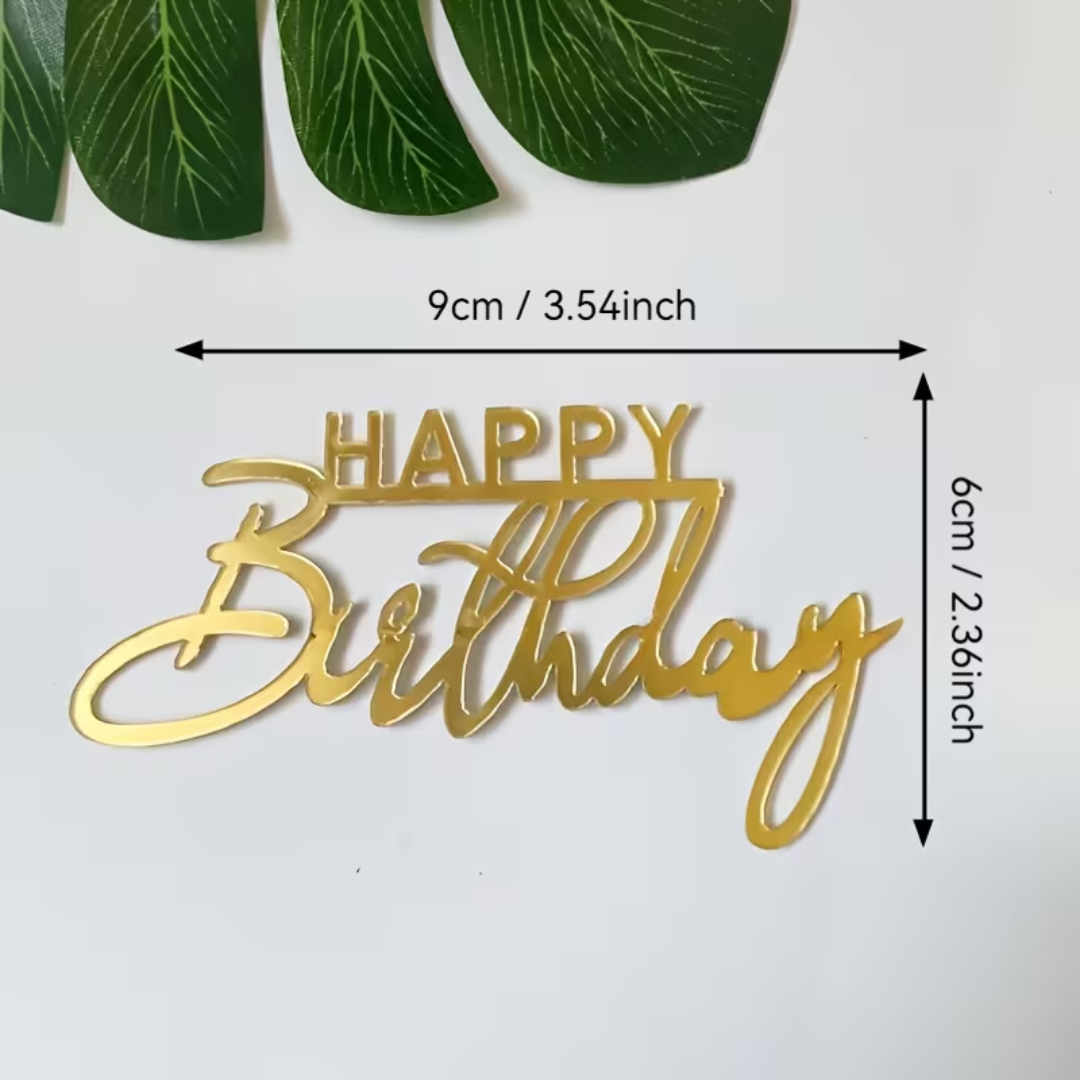 1pcs Gold Happy Birthday Cake Topper