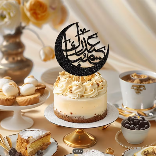 1pcs Black Eid Mubarak Cake Topper