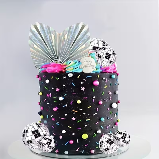 19pcs Disco Ball Happy Birthday Cake Topper