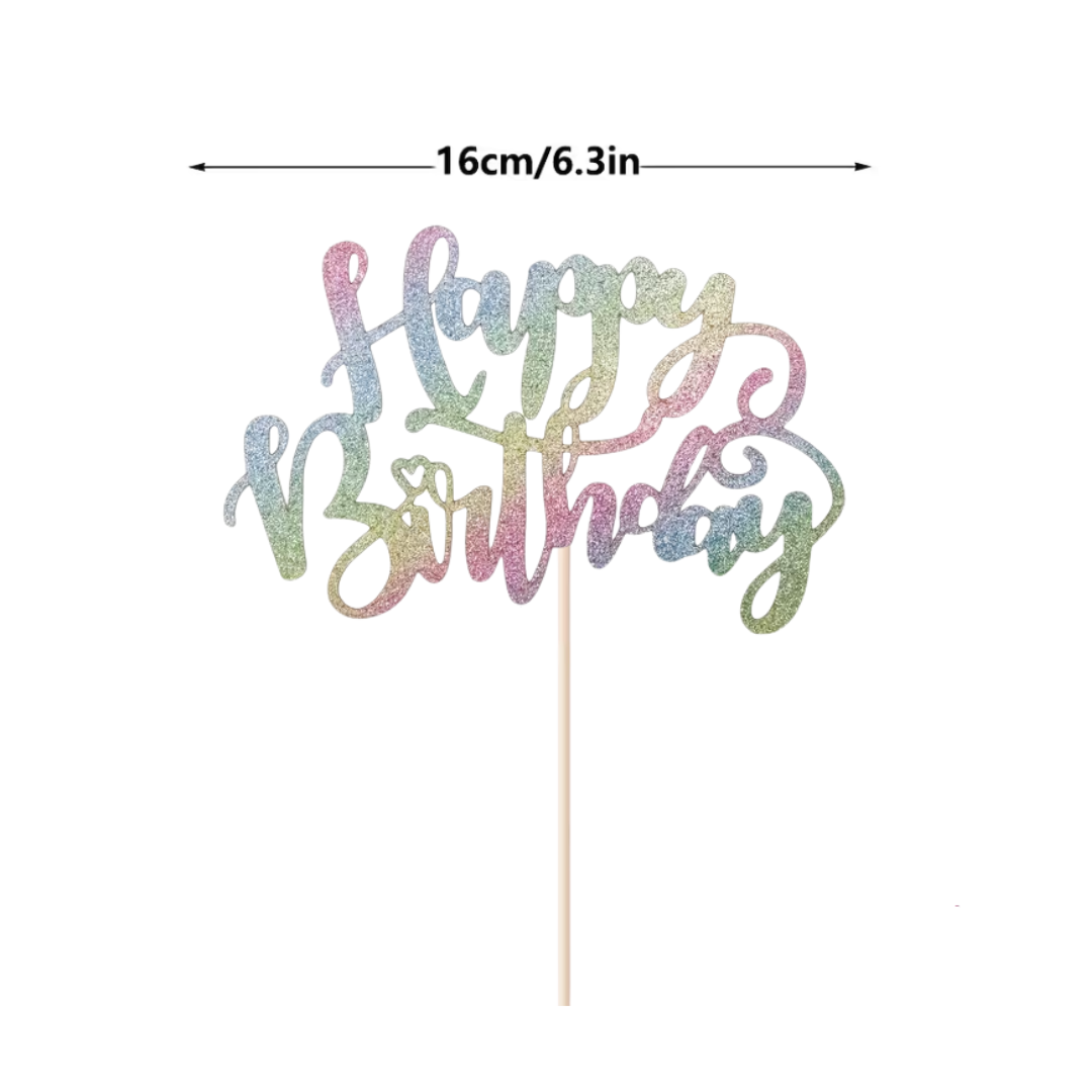 1pcs Rainbow Happy birthday cake Topper