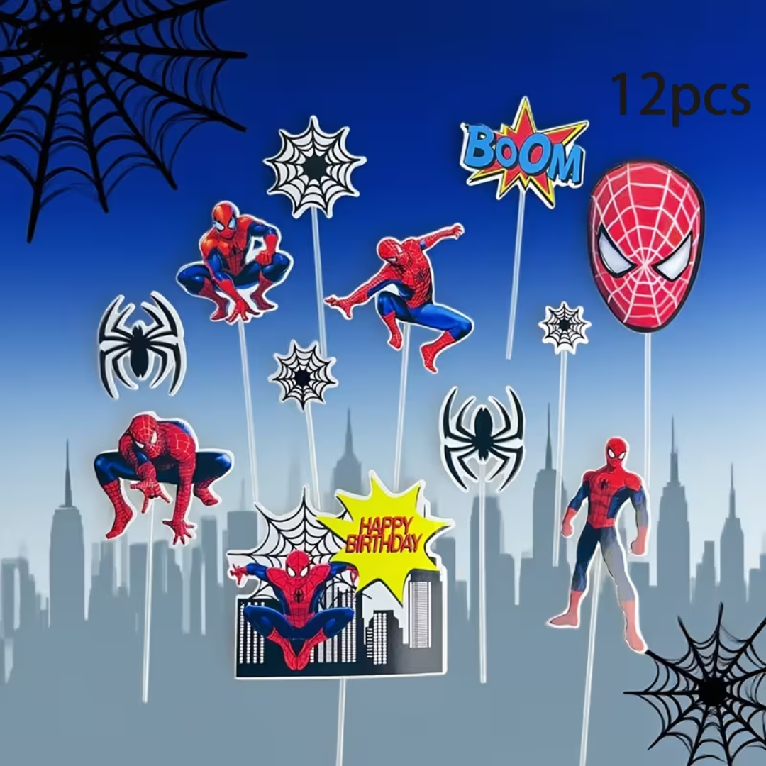 12pcs Spiderman Cake Topper