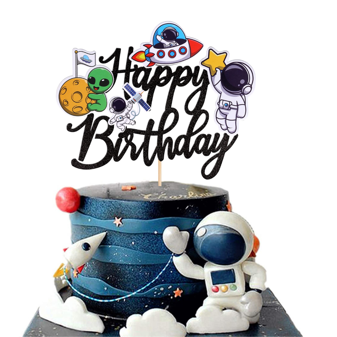 Outer Space Happy birthday Cake topper