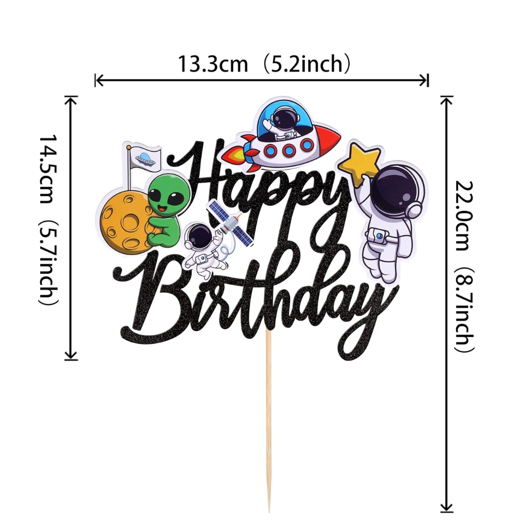 Outer Space Happy birthday Cake topper