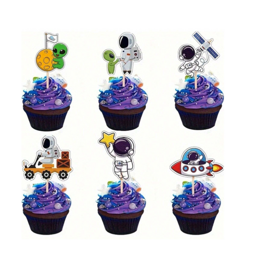 12pcs outer Space Theme Cup Cake Topper
