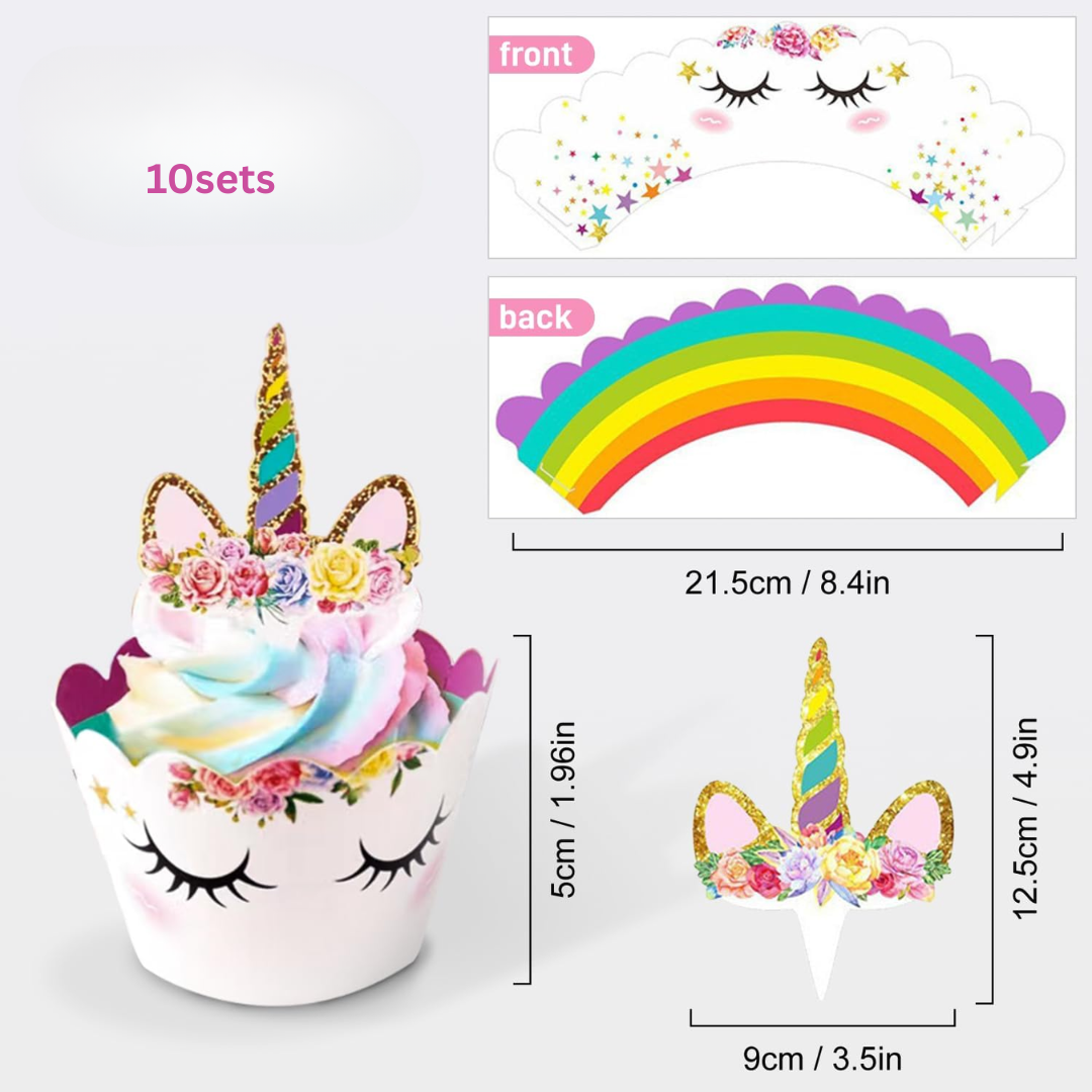 10 Sets Unicorn Cupcake Toppers