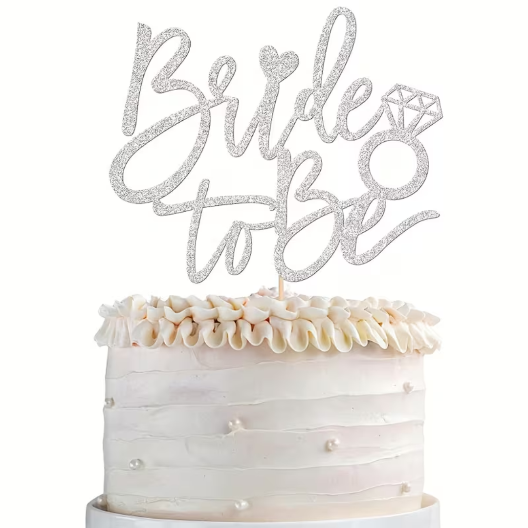 Glitter Silver Bride to Be Cake Topper