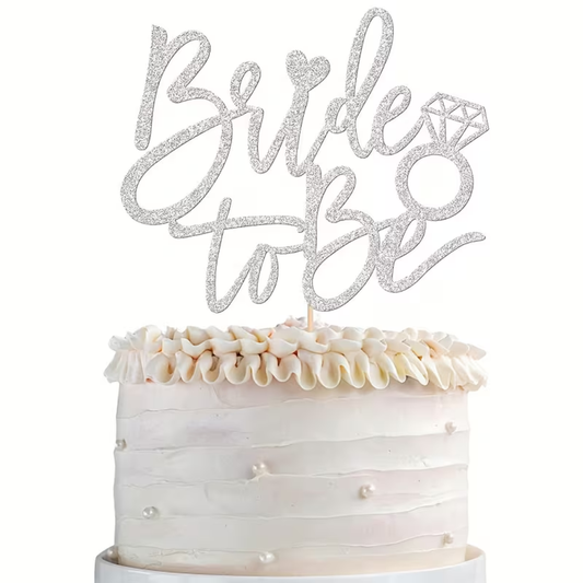 Glitter Silver Bride to Be Cake Topper