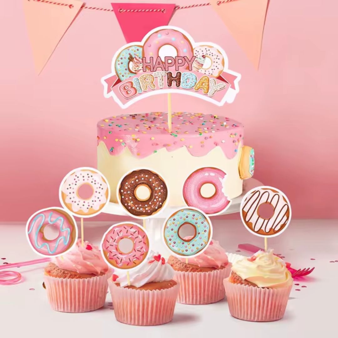 Donut Party Supplies Cupcake Toppers