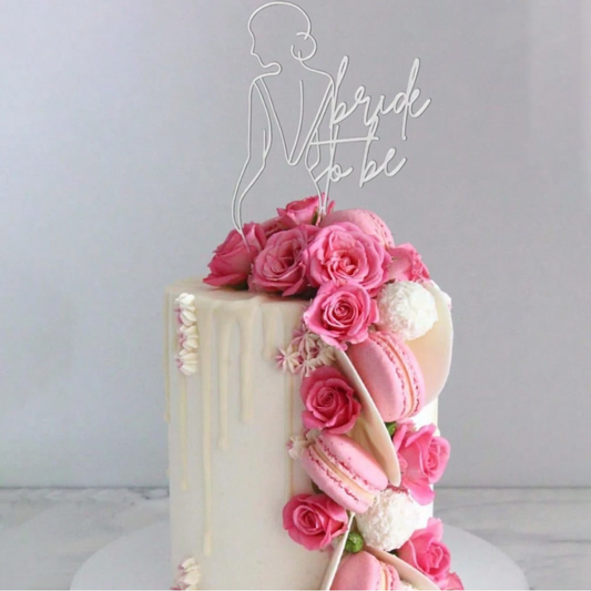 Silver Bride to be cake topper