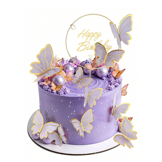 11pcs Purple Butterfly Happy Birthday Cake Toppers