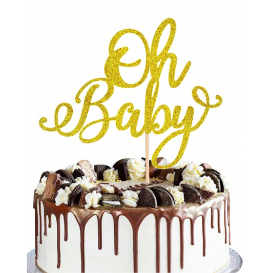 Glitter Gold Oh Baby Cake Topper