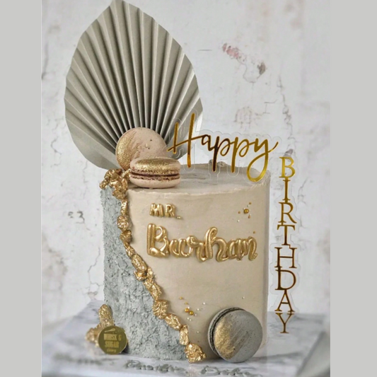 Golden Acrylic Transparent Large Happy Birthday Cake Topper