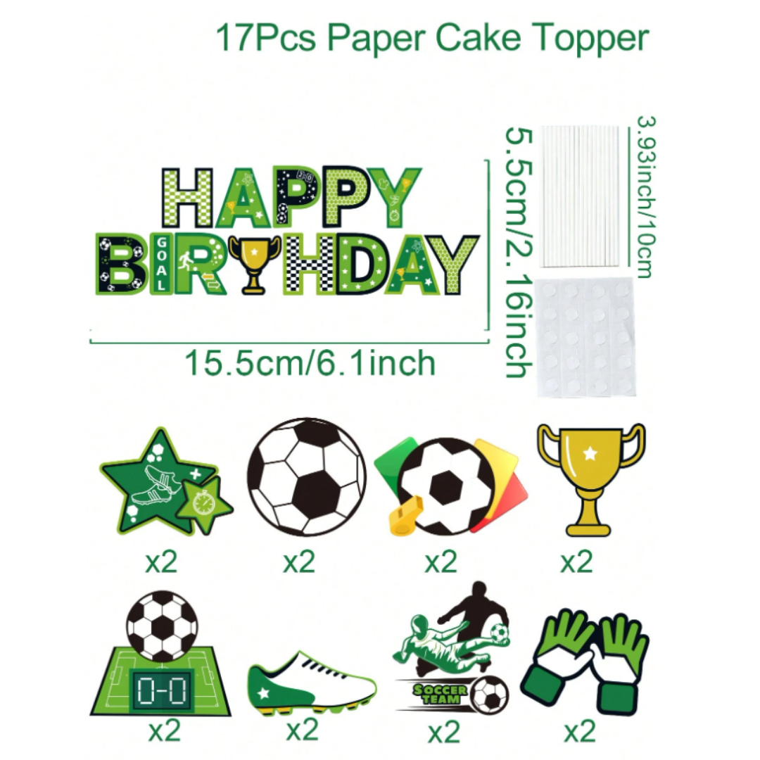 17pcs Football Theme Cake Topper