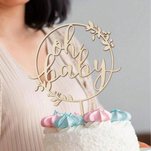 Wooden Oh Baby Cake Topper