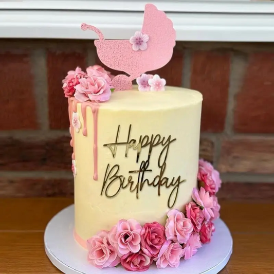 1pcs Gold Happy Birthday Cake Topper