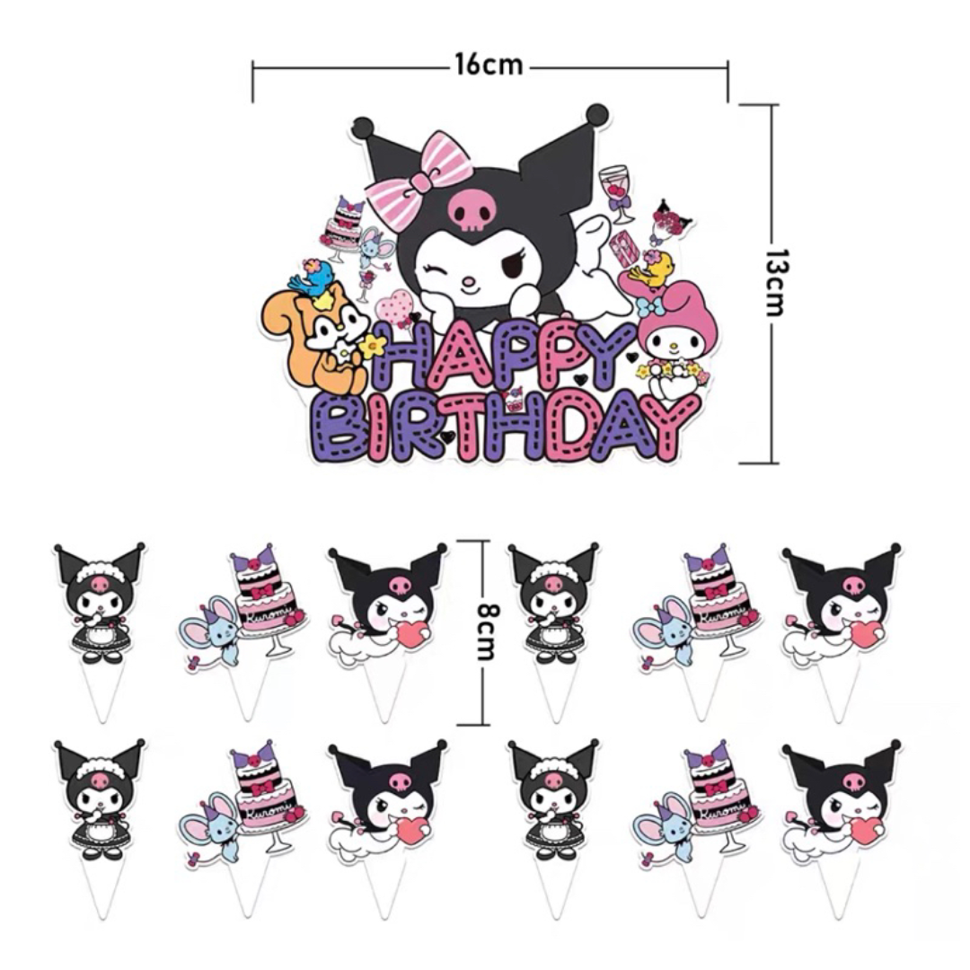 25pcs Purple Kuromi Theme Cup Cake Topper
