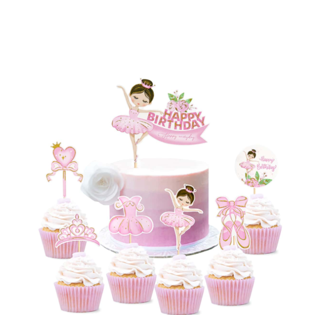 7pcs Ballerina Theme Cup Cake Topper