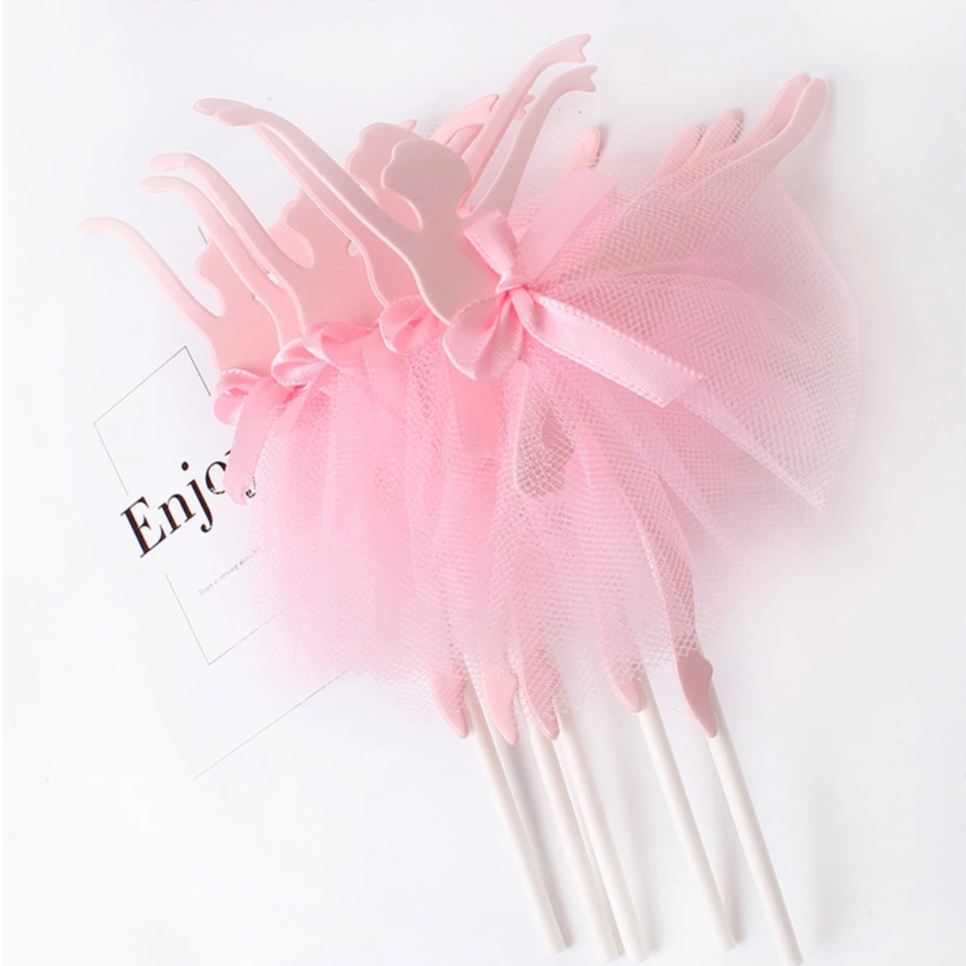 5pcs Pink Ballet Dancer Ballerina Cake Toppers