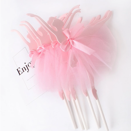 5pcs Pink Ballet Dancer Ballerina Cake Toppers
