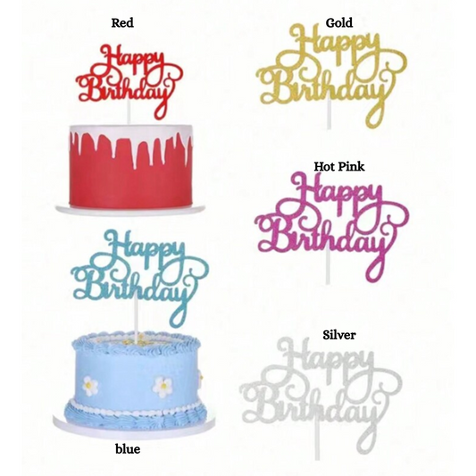 Glitter Paper Happy Birthday Cake Topper