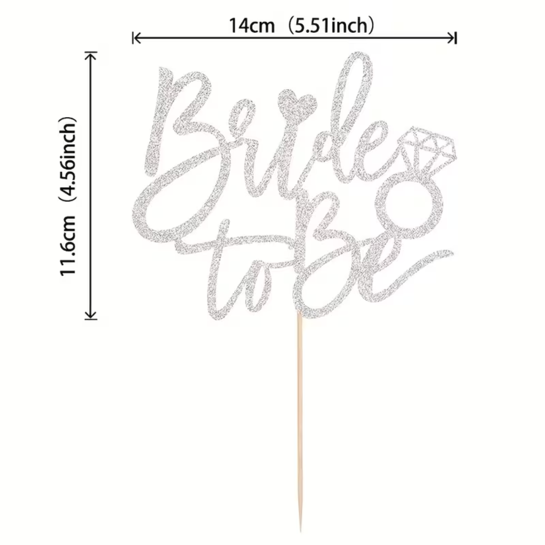 Glitter Silver Bride to Be Cake Topper