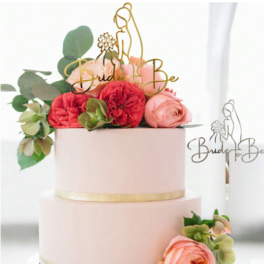 Bride To Be Holding Flowers In Hand Cake Topper