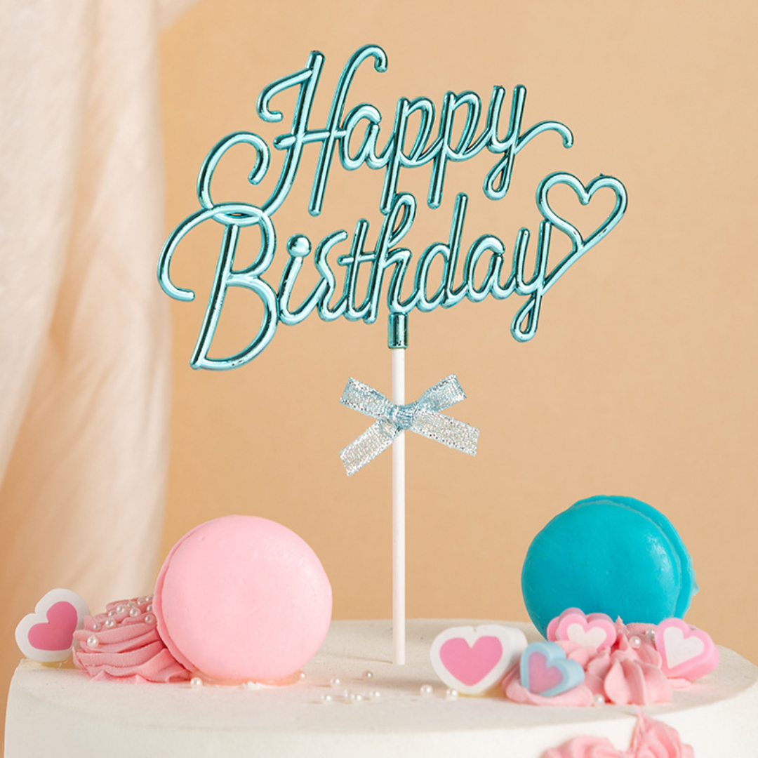 3D Acrylic Bow Theme Happy Birthday Cake Topper