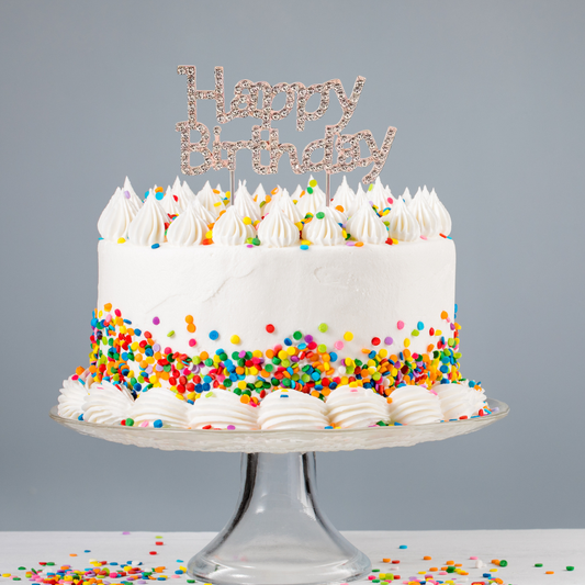 Rose Gold Rhinestone Happy Birthday Cake Topper