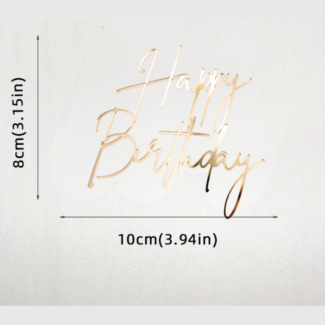 1pcs Gold Happy Birthday Cake Topper