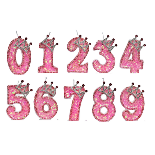 Pink Crown Number Candle