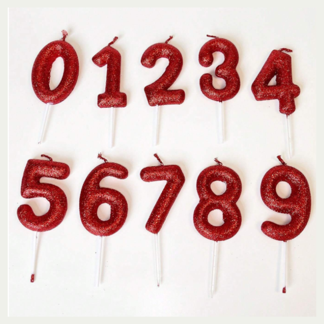 Glitter Red Number Candle