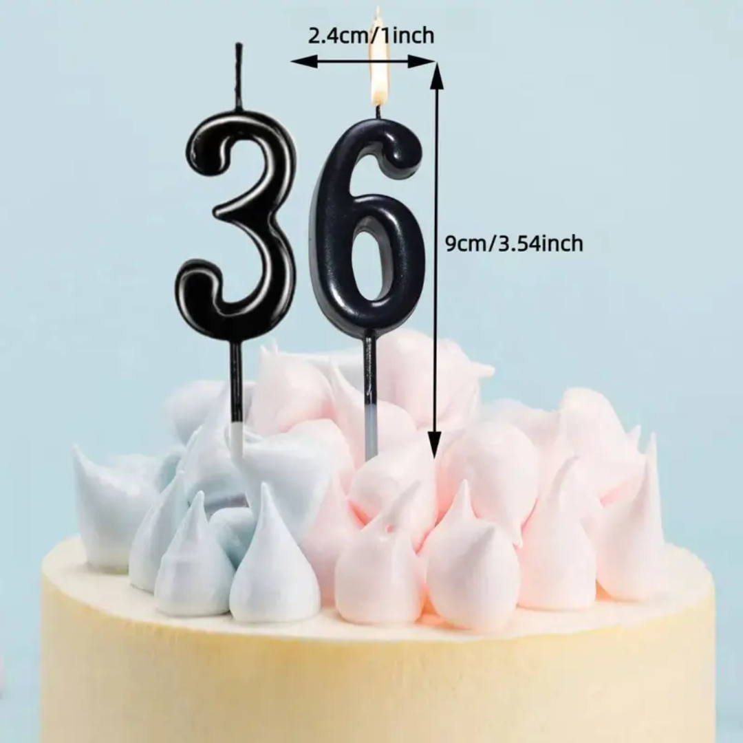 Black Number Cake Candle