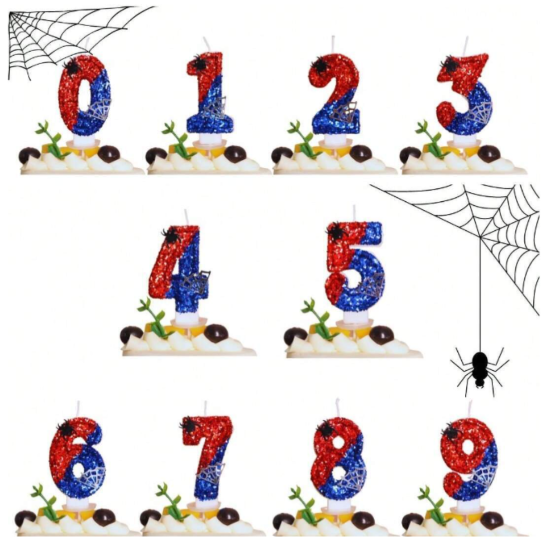 Spiderman Theme Number Candle