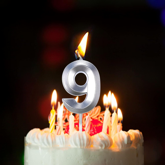 Silver Number Candle