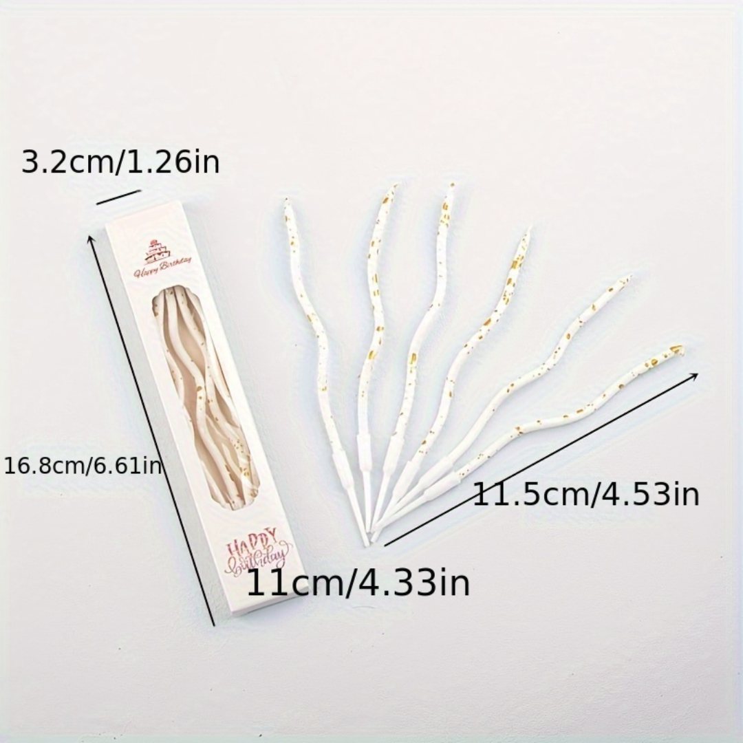 6pcs White Curved cake Candle