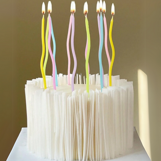 12pcs Macaron Cuved Cake Candle