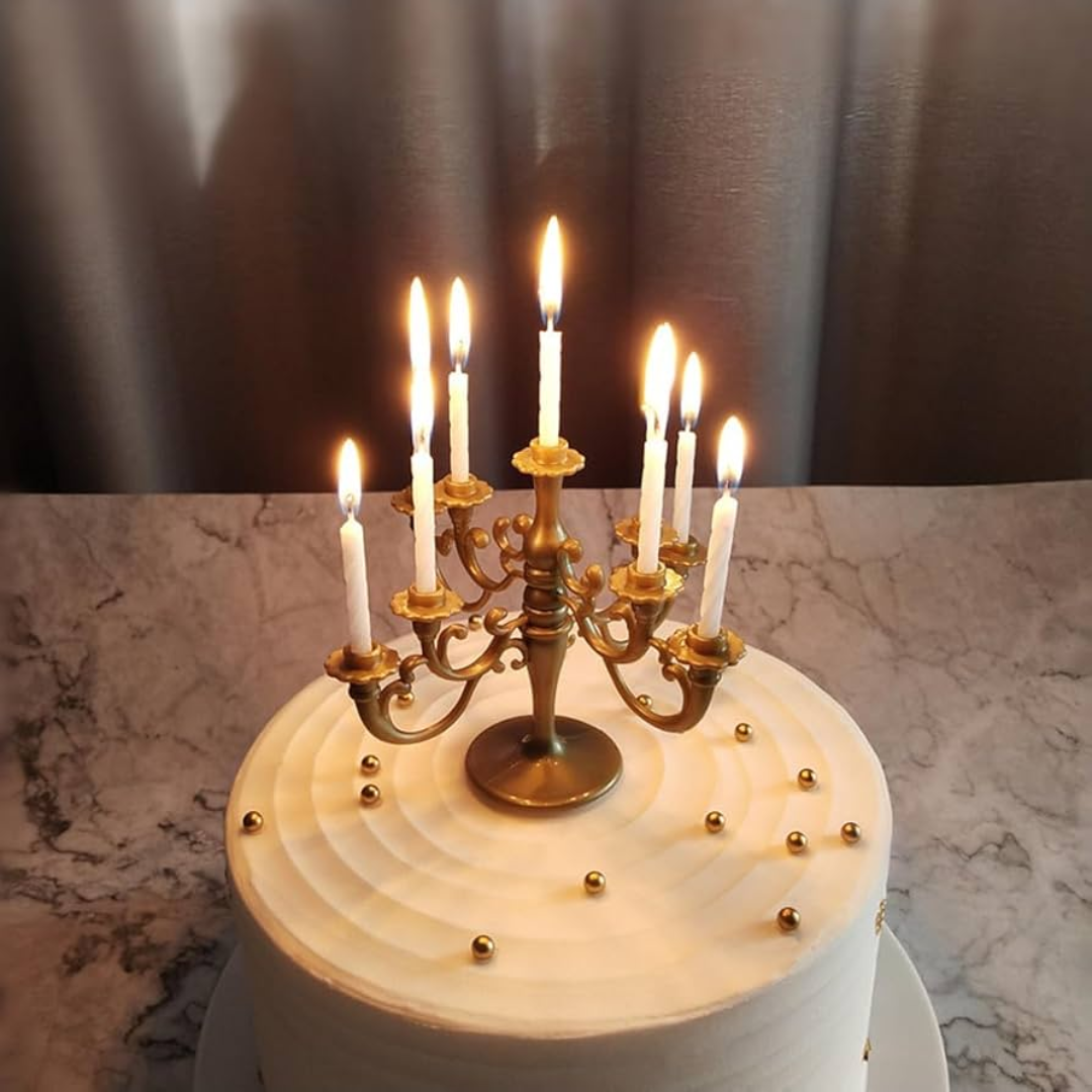 Bronze Candelabra Cake Candle Stick Holder with Candle