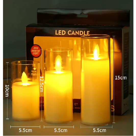 3pcs Flameless Battery Powered Led Candle Set