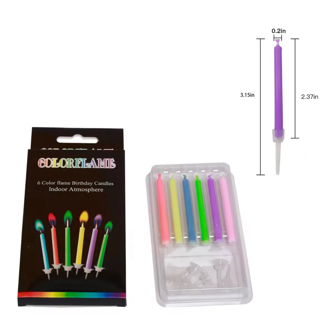 6pcs Coloured Flame Candles