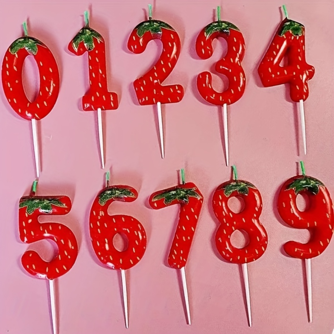 Strawberry Red Number Candle