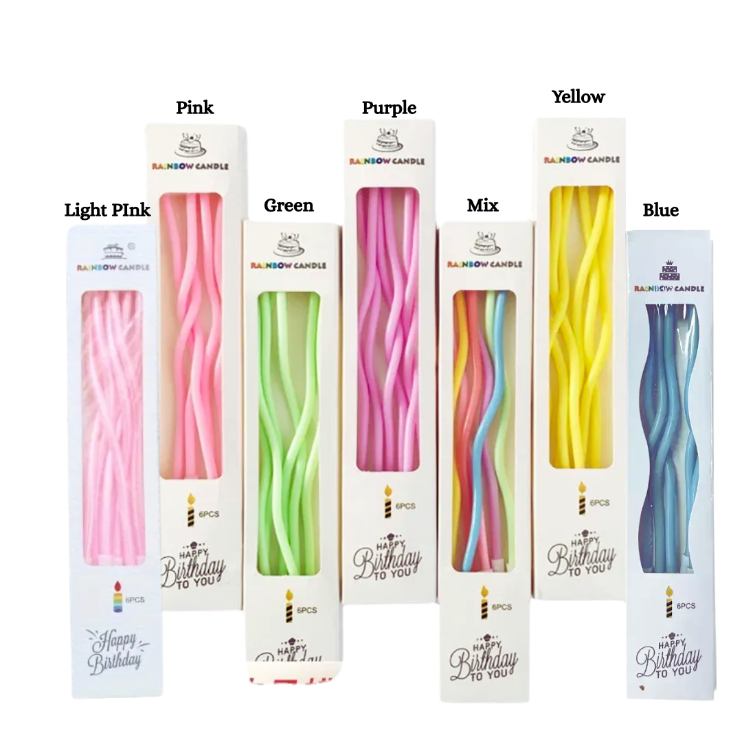 6pcs Pastel Curved Cake candle