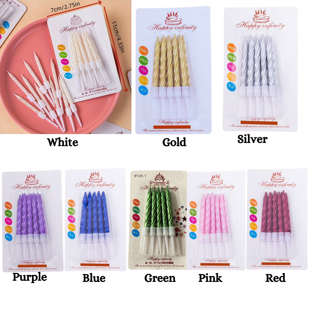 10pcs Spiral Birthday Cake Candles