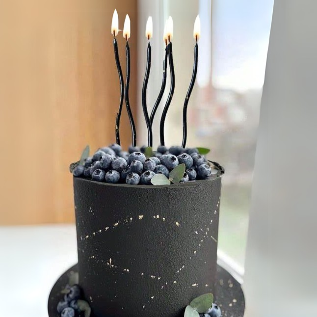 6pcs Black Curved Cake Candle