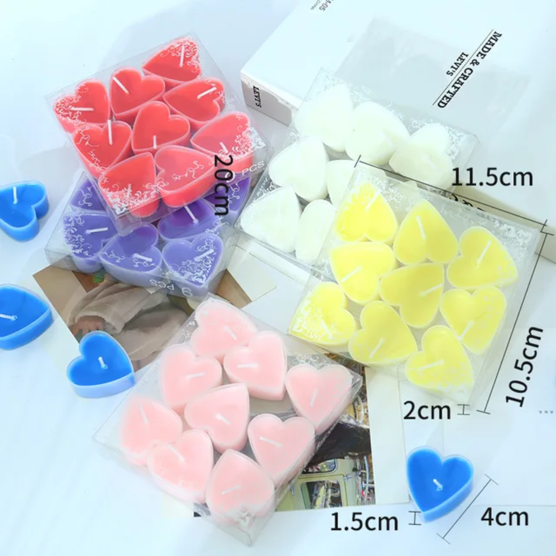 9pcs Heart-shaped Aromatherapy Candles Anniversary, Valentines Day Celebration