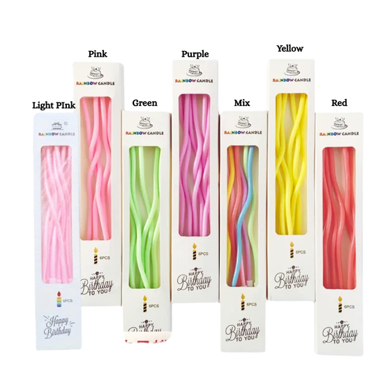6pcs Pastel Curved Cake candle