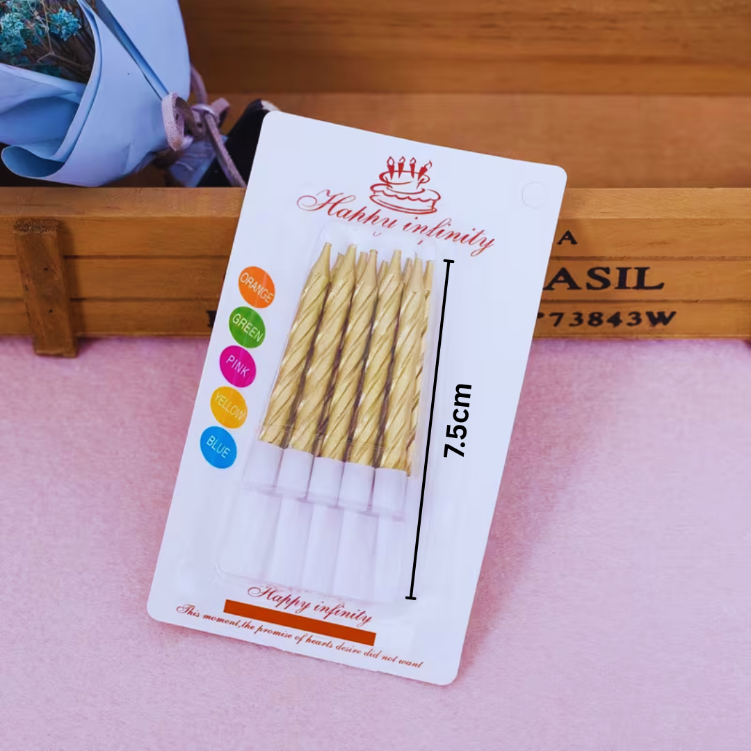 10pcs Gold Spiral Birthday Cake Candles