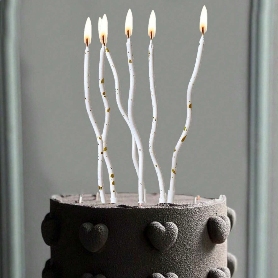 6pcs White Curved cake Candle