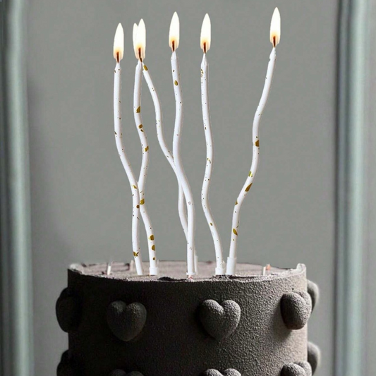 6pcs White Curved cake Candle
